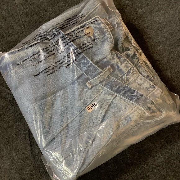 Abercrombie & Fitch Mom Jeans Ankle Blue Belted Paper Bag Waist High Rise 28/6 - Picture 9 of 12